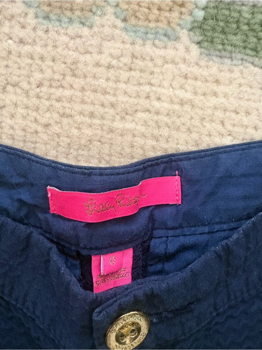 Lilly Pulitzer Navy Scalloped Hem High-Rise Shorts - Picture 2 of 3